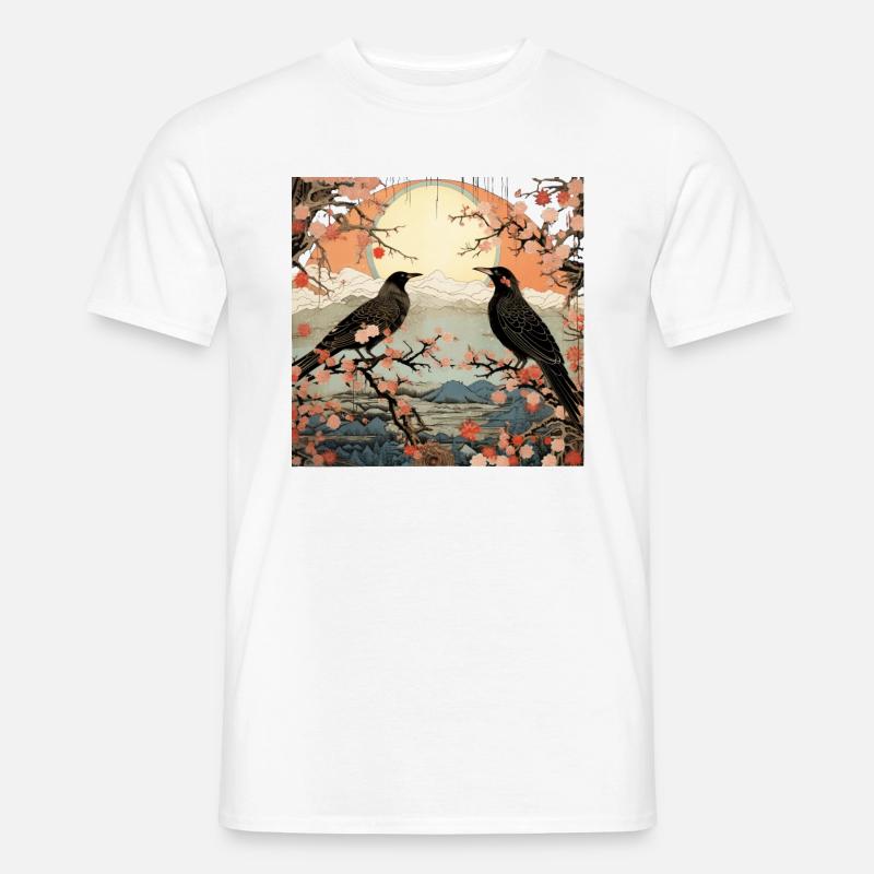 Ukiyo e crow collage kunst - Männer T-Shirt - Weiß