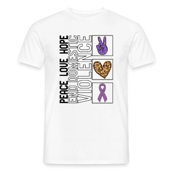 Bewusstseins-Shirt gegen häusliche Gewalt, Friedensliebe - Männer T-Shirt - Weiß - Vorne - AI Model Male 178 dark (178cm)