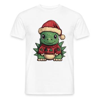 Dinosaure stégosaure Noël - T-shirt homme - blanc - Devant - AI Model Male 178 dark (178cm)