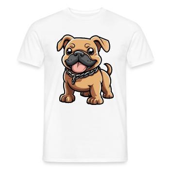 Bouledogue Chien Bande Dessinée Mignon - T-shirt homme - blanc - Devant - AI Model Male 178 dark (178cm)