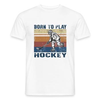 Born To Play Hockey Vintage Ice Hockey Player - Men's T-Shirt - white - Front - AI Model Male 178 dark (178cm)