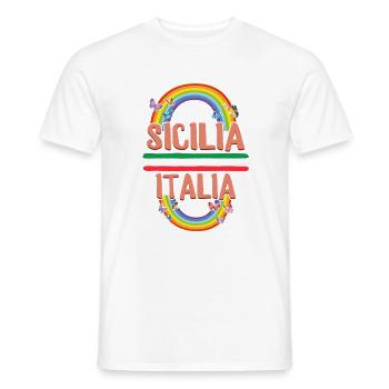 Sicilia Italia Shirt, Italie Région Italienne Tee, - T-shirt homme - blanc - Devant - AI Model Male 178 dark (178cm)