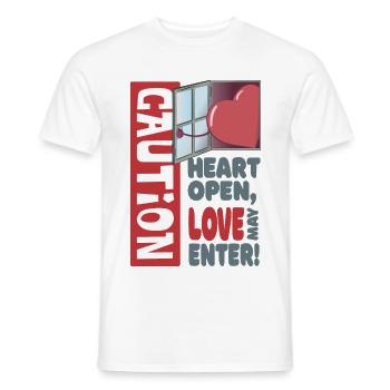 Heart open, love may enter (Valentine's Day) - Men's T-Shirt - white - Front - AI Model Male 178 dark (178cm)