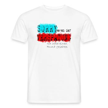 verspätung hund schwarz - Männer T-Shirt - Weiß - Vorne - AI Model Male 178 dark (178cm)