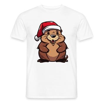 Beaver Christmas - Men's T-Shirt - white - Front - AI Model Male 178 dark (178cm)
