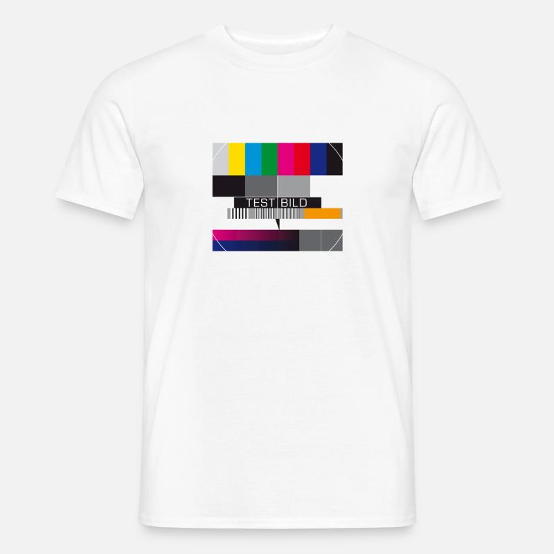 Prova display di chiusura della trasmissione dello schermo del televisore dell'immagine - T-shirt uomo - bianco
