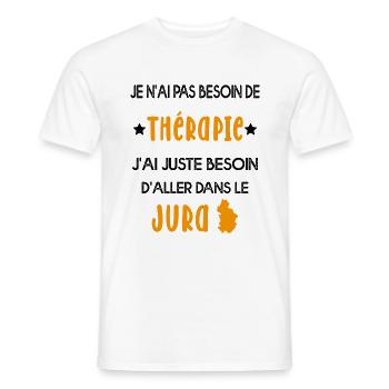 Pas de Thérapie souvenir du Jura - T-shirt homme - blanc - Devant - AI Model Male 178 dark (178cm)