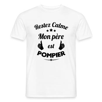 Restez calme Mon père est pompier Cadeau - T-shirt homme - blanc - Devant - AI Model Male 178 dark (178cm)