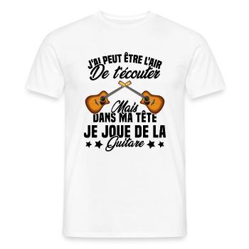 Je Joue De La Guitare Cadeau Humour Guitariste - T-shirt homme - blanc - Devant - AI Model Male 178 dark (178cm)