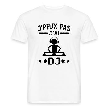 JE PEUX PAS J'AI DJ cadeau humour mix - T-shirt homme - blanc - Devant - AI Model Male 178 dark (178cm)