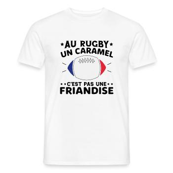 Au Rugby Un Caramel C'est Pas Une Friandise - T-shirt homme - blanc - Devant - AI Model Male 178 dark (178cm)