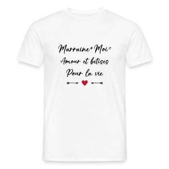 Filleule Amour et bêtises pour la vie marraine - T-shirt homme - blanc - Devant - AI Model Male 178 dark (178cm)