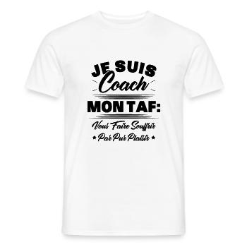 Homme Coach Humour Cadeau Sportif Coach - T-shirt homme - blanc - Devant - AI Model Male 178 dark (178cm)