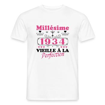 Woman Vintage 1934 Birthday Gift Humor - Men's T-Shirt - white - Front - AI Model Male 178 dark (178cm)