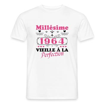 Woman Vintage 1964 Gift Birthday Humor - Men's T-Shirt - white - Front - AI Model Male 178 dark (178cm)