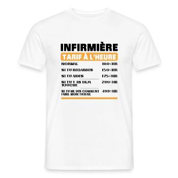 Infirmière Tarif à L'heure idée Cadeau Humour - T-shirt homme - blanc - Devant - AI Model Male 178 dark (178cm)