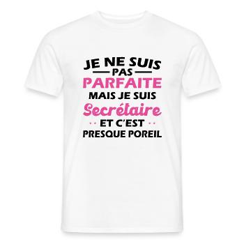 Pas Parfaite mais Je suis Secrétaire Femme Cadeau - T-shirt homme - blanc - Devant - AI Model Male 178 dark (178cm)