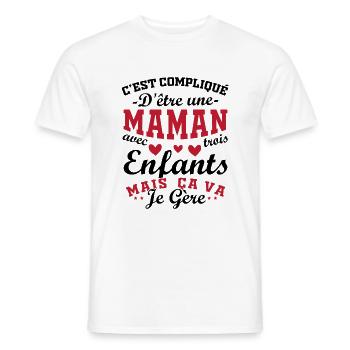 It's complicated to be a Mom with 3 Children - Men's T-Shirt - white - Front - AI Model Male 178 dark (178cm)