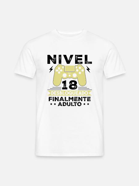 Nivel 18 desbloqueado 18 cumpleaños - Camiseta hombre - blanco
