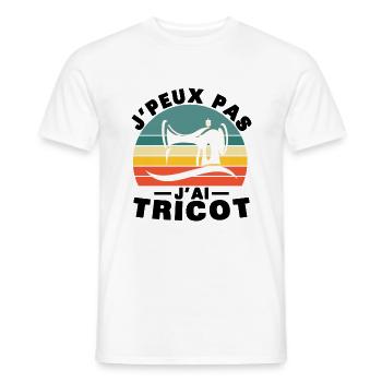 Je peux pas J'ai tricot Humour Cadeau - T-shirt homme - blanc - Devant - AI Model Male 178 dark (178cm)