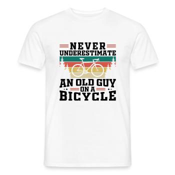 Never Underestimate An Old Guy On A Bicycle - Men's T-Shirt - white - Front - AI Model Male 178 dark (178cm)
