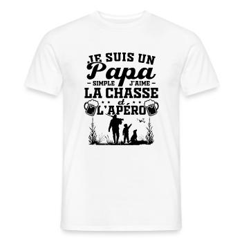 Je suis un papa simple j'aime la chasse et l'apéro - T-shirt homme - blanc - Devant - AI Model Male 178 dark (178cm)