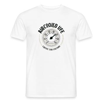 Jauge de compteur de vitesse refroidi par air Culture de voiture classique - T-shirt homme - blanc - Devant - AI Model Male 178 dark (178cm)