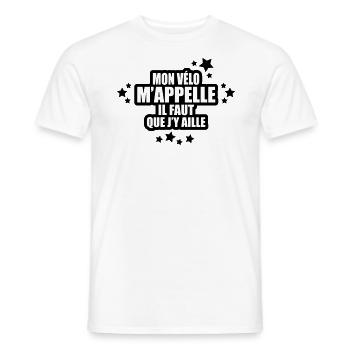 mon vélo m'appelle il faut que j'y aille - T-shirt homme - blanc - Devant - AI Model Male 178 dark (178cm)