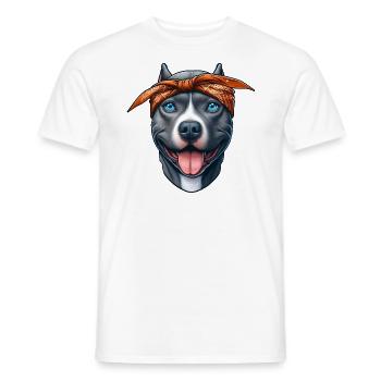 Pitbull chiot dessin animé - T-shirt homme - blanc - Devant - AI Model Male 178 dark (178cm)
