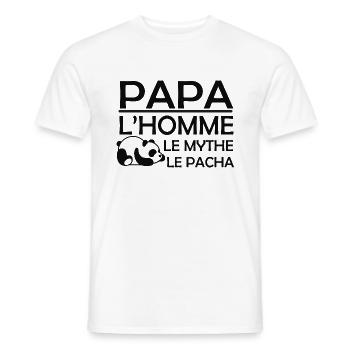 Papa pacha flemmard feignant cadeau drôle - T-shirt homme - blanc - Devant - AI Model Male 178 dark (178cm)