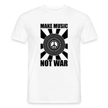 Make Music Not War. Vinyl Record and Peace - Men's T-Shirt - white - Front - AI Model Male 178 dark (178cm)