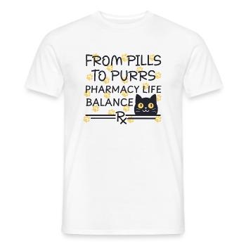Pharmacie Chat Des Pilules Aux Ronronnements Jaune-Noir - T-shirt homme - blanc - Devant - AI Model Male 178 dark (178cm)
