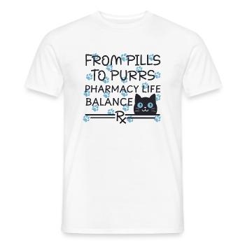 Pharmacie Chat Des Pilules aux Ronronnements bleu-noir - T-shirt homme - blanc - Devant - AI Model Male 178 dark (178cm)