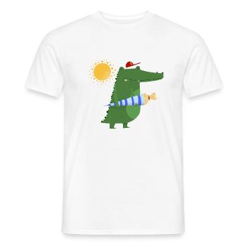 Schulkind Krokodil | Schulbeginn Geschenkidee - Männer T-Shirt - Weiß - Vorne - AI Model Male 178 dark (178cm)