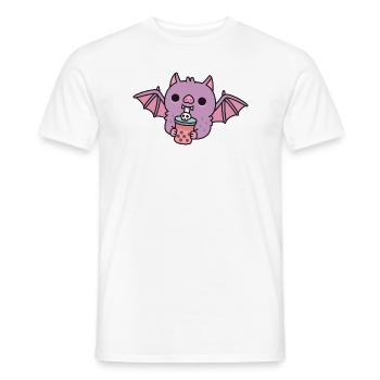 Cute Vampire Bat Drinking Bubble Tea - Men's T-Shirt - white - Front - AI Model Male 178 dark (178cm)