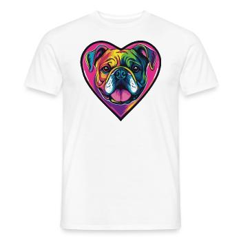 Bulldog Hund Herz Love - Männer T-Shirt - Weiß - Vorne - AI Model Male 178 dark (178cm)