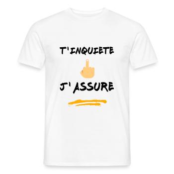 T inquiète j assure - T-shirt homme - blanc - Devant - AI Model Male 178 dark (178cm)