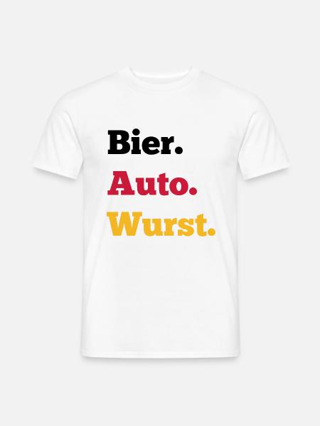 Bier Auto Wurst - Männer T-Shirt - Weiß