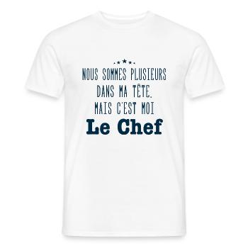 on est plusieurs dans ma tête - T-shirt Humour - T-shirt homme - blanc - Devant - AI Model Male 178 dark (178cm)
