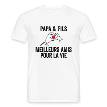 Papa Et Fils Meilleurs Amis Pour La Vie | Cadeau - T-shirt homme - blanc - Devant - AI Model Male 178 dark (178cm)