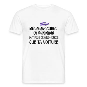 Mes chaussures de running Course A Pieds - T-shirt homme - blanc - Devant - AI Model Male 178 dark (178cm)