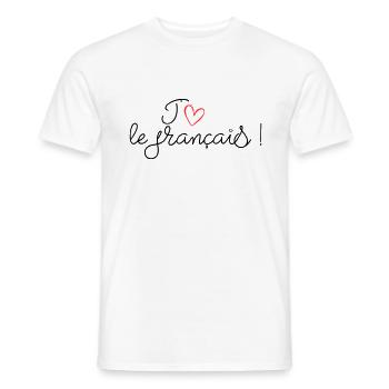 J'aime le français ! - T-shirt homme - blanc - Devant - AI Model Male 178 dark (178cm)