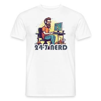 24h/24 et 7j/7 pour les programmeurs et les joueurs - T-shirt homme - blanc - Devant - AI Model Male 178 dark (178cm)