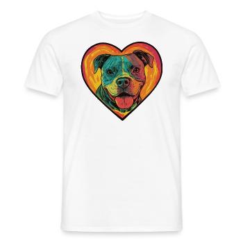 Pit Terrier Hund Herz Love - Männer T-Shirt - Weiß - Vorne - AI Model Male 178 dark (178cm)
