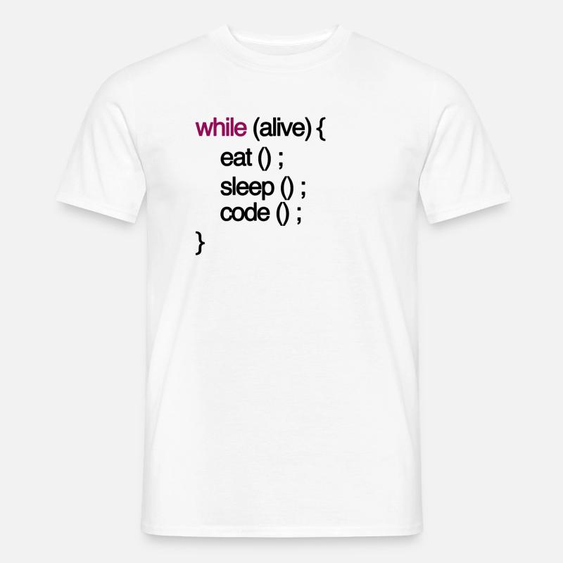 while alive code Computer scientist programming coding - Men’s T-shirt - white