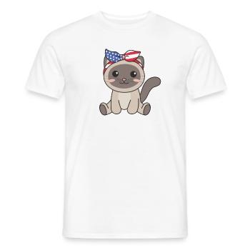 4 juillet chat américain pour enfants mignon chat américain - T-shirt homme - blanc - Devant - AI Model Male 178 dark (178cm)