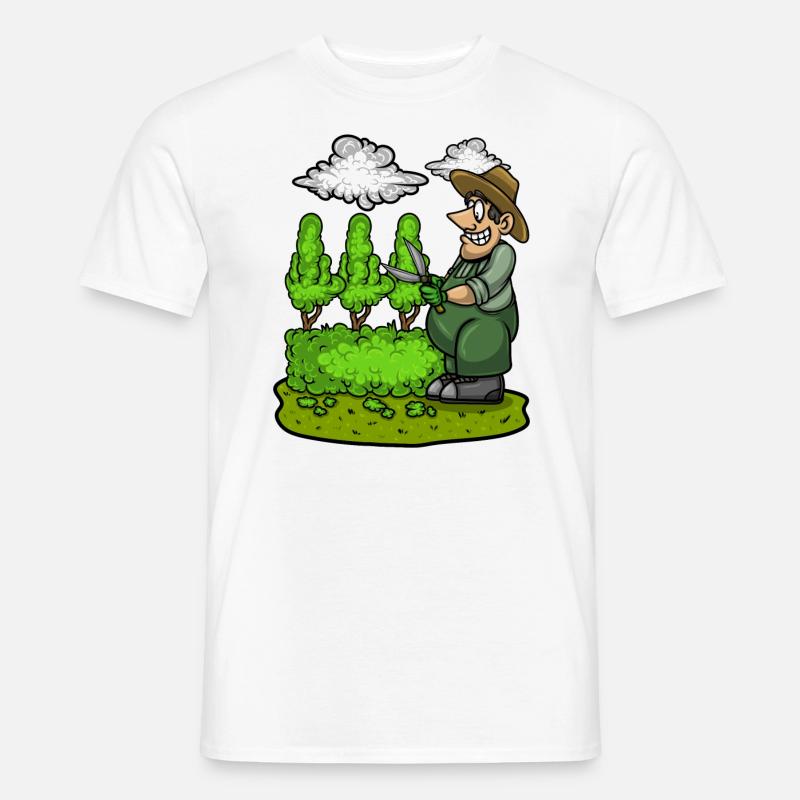 Gartengärtner Schnitthecke Mittelfinger Gartenarbeit - Männer T-Shirt - Weiß