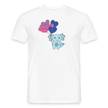 Bi Flagge Ballon Herz Pride LGBTQ Axolotl - Männer T-Shirt - Weiß - Vorne - AI Model Male 178 dark (178cm)
