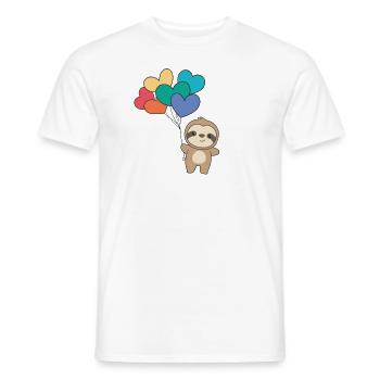 Regenbogen Herzen Pride LGBTQ Luftballons Faultier - Männer T-Shirt - Weiß - Vorne - AI Model Male 178 dark (178cm)