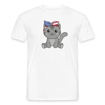 4 juillet chat américain pour enfants mignon chat américain - T-shirt homme - blanc - Devant - AI Model Male 178 dark (178cm)